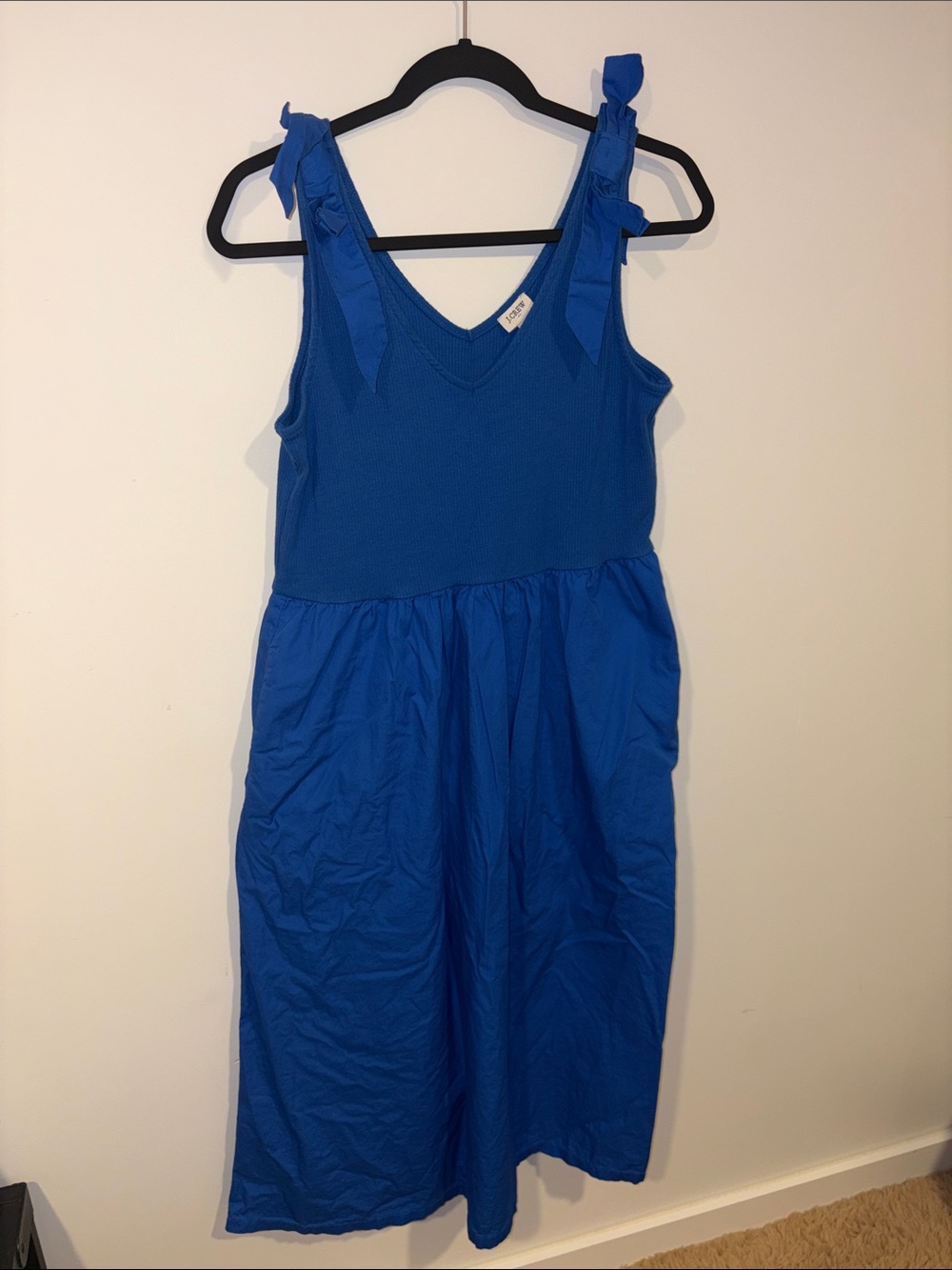 J. Crew Royal Blue Tie-Shoulder V-Neck Dress